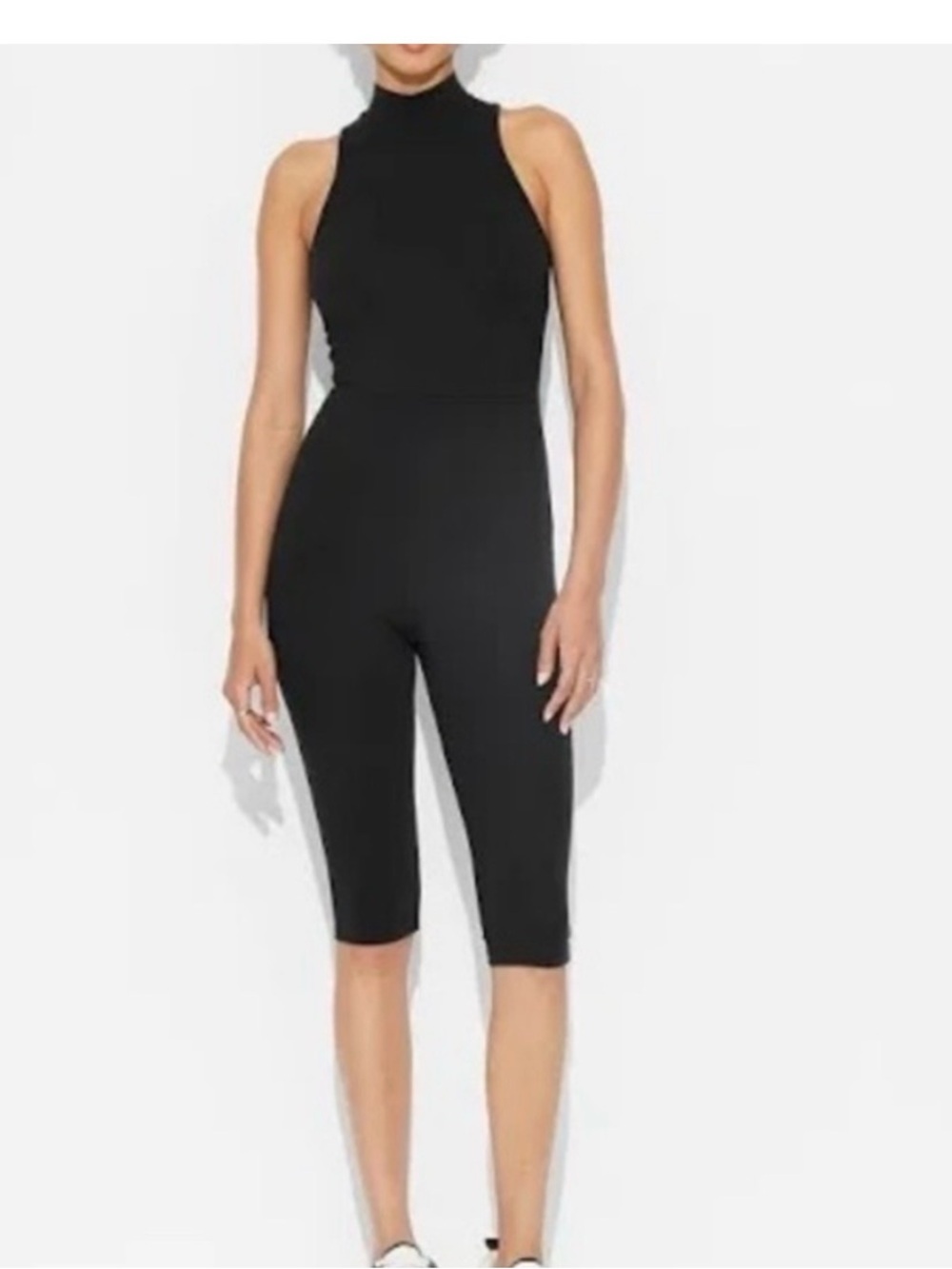 wild fable Black High-Neck Sleeveless Capri Jumpsuit